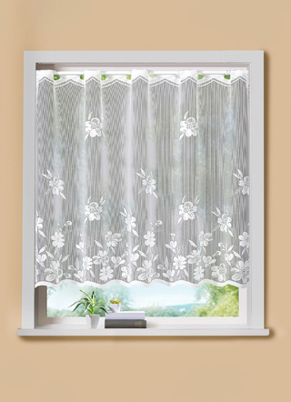 Kleinfenster-Vorhang Blumenranke mit Stangendurchzug