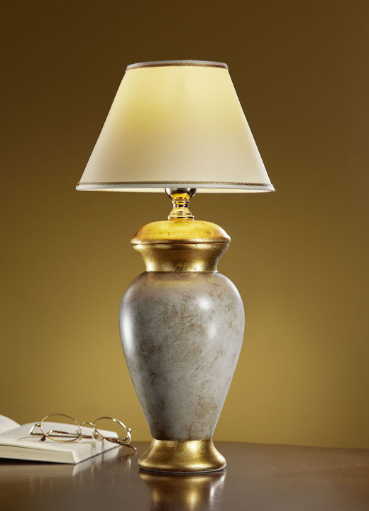 Tischlampe - Tischlampe aus italienischer Keramik, in Farbe GRAU-GOLD Ansicht 1