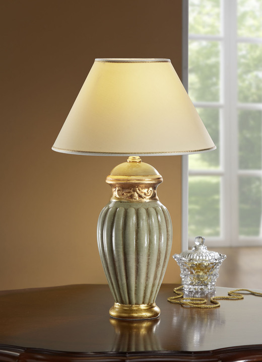 Tischlampe - Tischlampe mit echter Blattgoldauflage, in Farbe GRÜN-WEISS-GOLD