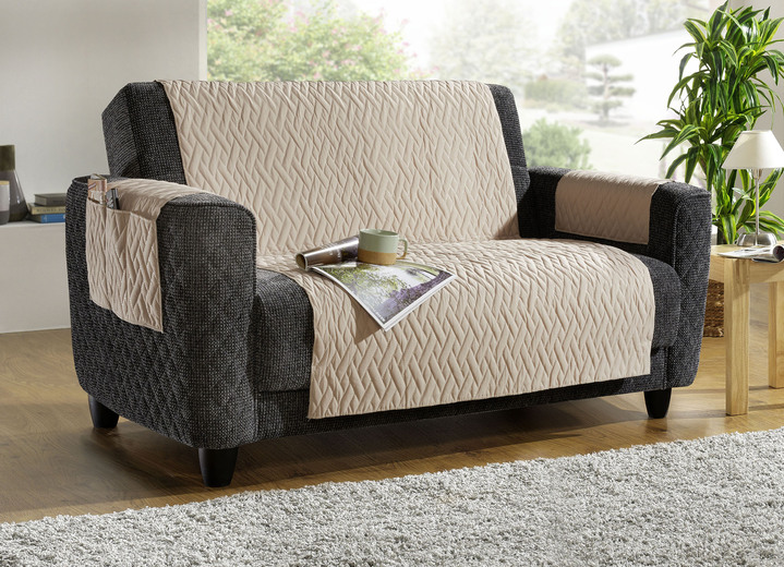 Sessel- & Sofaüberwürfe - Wasserdichte Schoner – Schutzauflage, in Größe 101 (Sesselschoner, 50x150 cm) bis 865 (2 Armlehnenschoner, 38x 55 cm), in Farbe BEIGE Ansicht 1