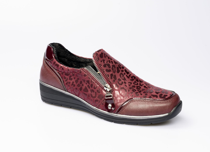 Komfortschuhe - Stylischer Halbschuh im Leo-Look, in Größe 036 bis 042, in Farbe BORDEAUX Ansicht 1