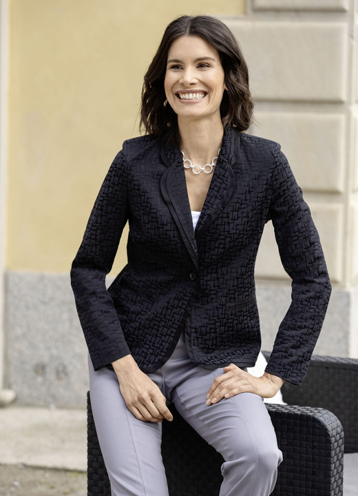 Langarm - Blusenblazer mit Baumwolle Langarm - Blusenblazer mit Baumwolle, in Größe 036 bis 050, in Farbe SCHWARZ