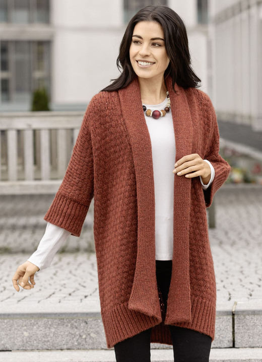 Strickjacken - Strickjacke in Longform Strickjacken - Strickjacke in Longform, in Größe L(44/46) bis XXL(52/54), in Farbe TERRA MELIERT