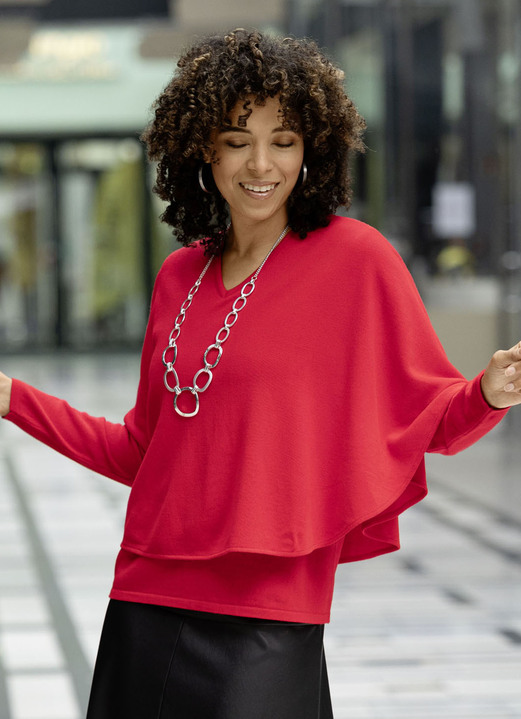 Pullover & Strickmode - Pullover in 2-Lagen-Look Pullover & Strickmode - Pullover in 2-Lagen-Look, in Größe 036 bis 052, in Farbe ROT
