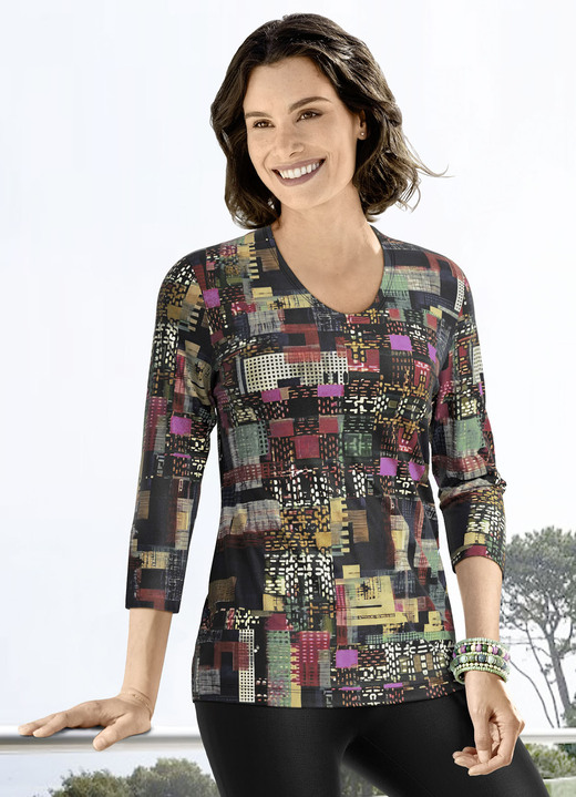 Pullover - Pullover in Feinstrick Pullover - Pullover in Feinstrick, in Größe 038 bis 054, in Farbe SCHWARZ-MULTICOLOR