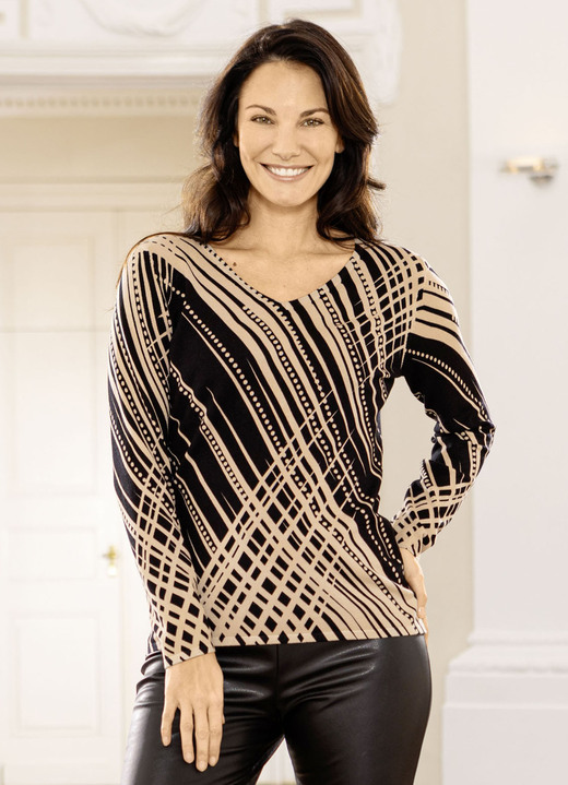 Pullover - Pullover in Feinstrick Pullover - Pullover in Feinstrick, in Größe L(44/46) bis XXL(52/54), in Farbe SCHWARZ-BEIGE
