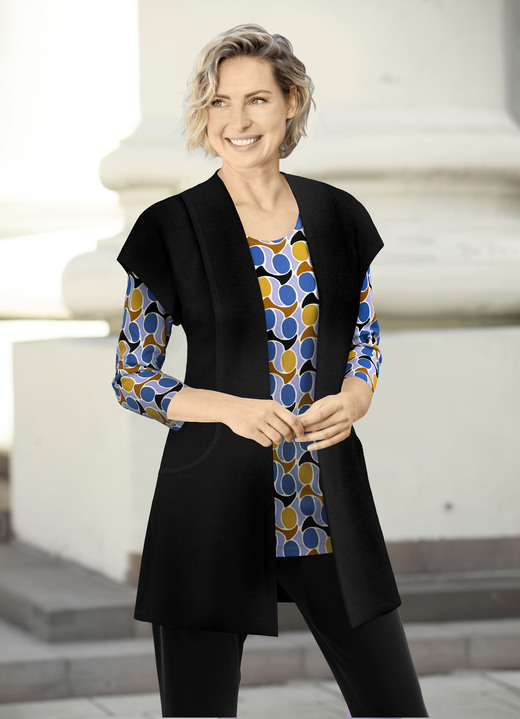 Strickgilets - Weste in verschlussloser Form, in Größe 038 bis 044, in Farbe SCHWARZ