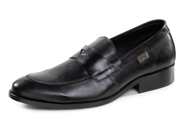 Slipper & Schnürschuhe - GINO GALANTE, elegante Herren-Slipper, mit herausnehmbarem Fussbett, in Größe 040 bis 046, in Farbe SCHWARZ Ansicht 1