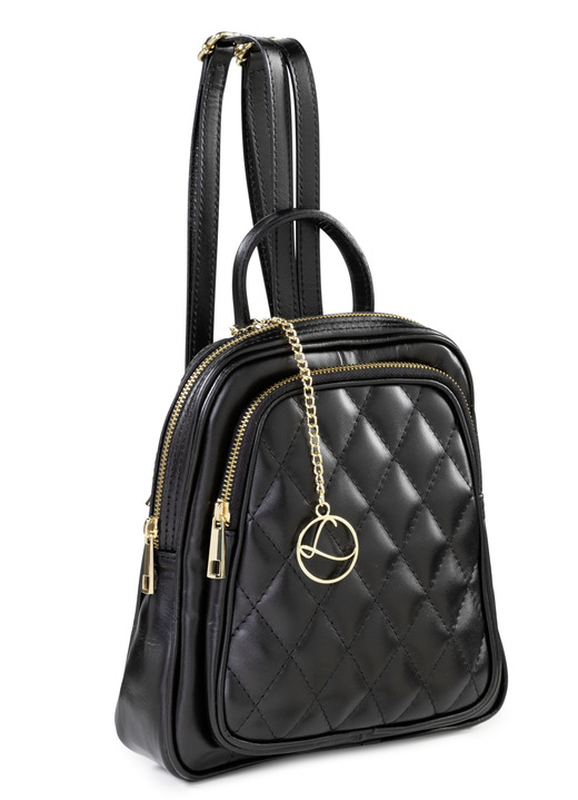 - Laurina Kalbleder-Rucksack in angesagtem Dessin, in Farbe SCHWARZ Ansicht 1