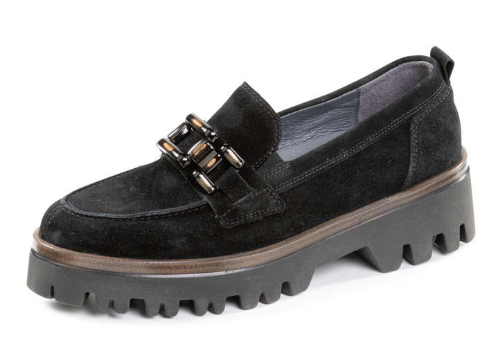 Slipper & Schnürschuhe - Waldläufer Loafer aus Veloursleder, in Größe 3 1/2 bis 8, in Farbe SCHWARZ Ansicht 1