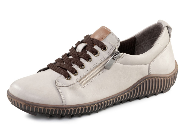 Slipper & Schnürschuhe - ELENA EDEN Schnürschuh mit Seitenreißverschluss, in Größe 036 bis 041, in Farbe KIESEL Ansicht 1