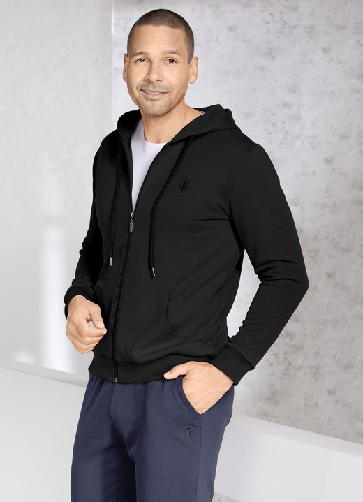 Freizeitanzüge - Kapuzenjacke in 5 Farben, in Größe 3XL (64/66) bis XXL (60/62), in Farbe SCHWARZ Ansicht 1