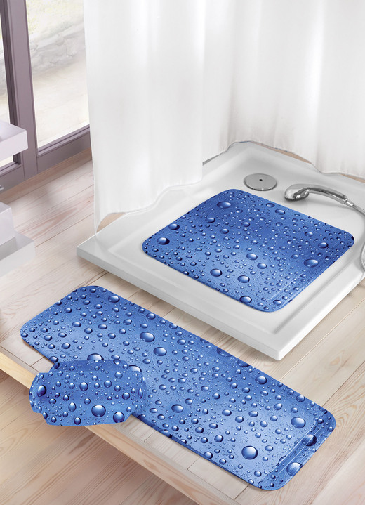 Badezimmeraccessoires - Sicherheits-Einlagen von Kleine Wolke, in Größe 300 (Duscheinlage, 55/55 cm) bis 302 (Nackenpolster, 32/22 cm), in Farbe BLAU Ansicht 1