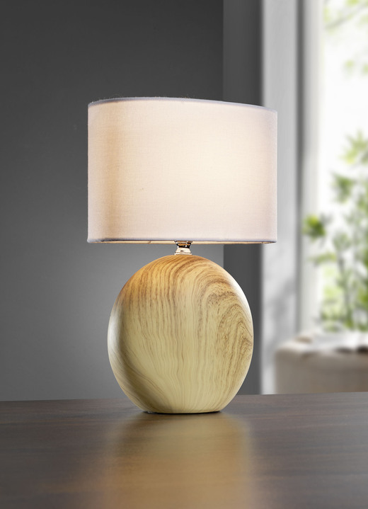 Tischlampe - Tischleuchte mit Keramikfuss, in Farbe NATUR-WEISS