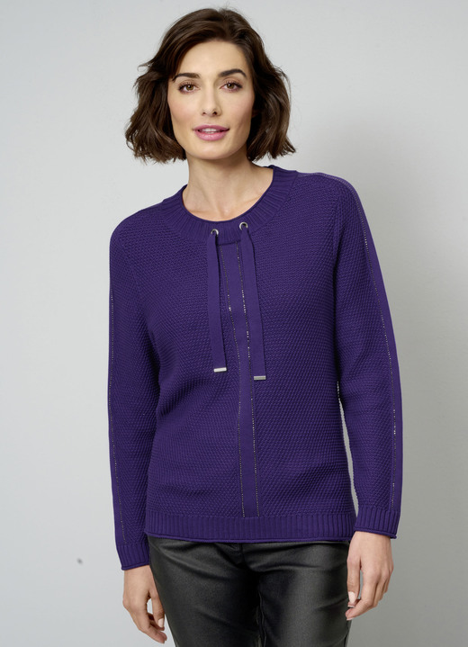 - Pullover aus reiner Baumwolle, in Größe 038 bis 048, in Farbe LILA Ansicht 1