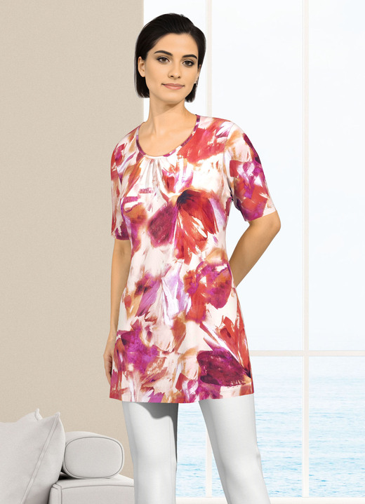 Longshirts - Longshirt mit dezenter Kräuselung im Vorderteil Longshirts - Longshirt mit dezenter Kräuselung im Vorderteil, in Größe 040 bis 056, in Farbe PINK-ORANGE
