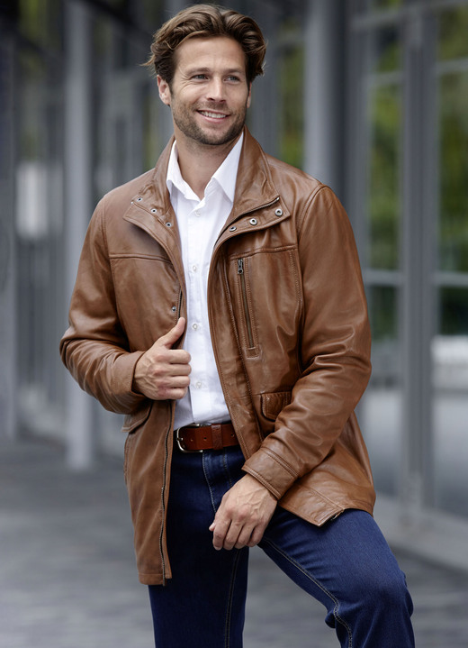 Lederjacken - Lederjacke mit Doppeltaschen Lederjacken - Lederjacke mit Doppeltaschen, in Größe 046 bis 064, in Farbe ANTIKBRAUN