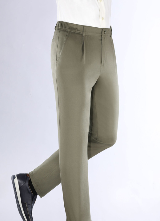 Hosen - Hose von «Klaus Modelle» mit Gummibund in 3 Farben, in Größe 024 bis 062, in Farbe KHAKI Ansicht 1