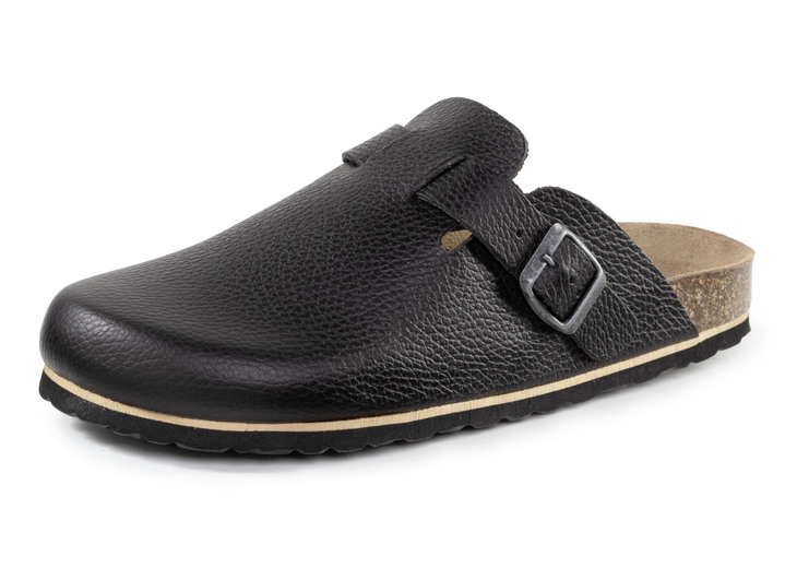 Sandalen & Pantoletten - GINO GALANTE Clog aus schattiertem, genarbtem Rindleder, in Größe 040 bis 047, in Farbe SCHWARZ Ansicht 1