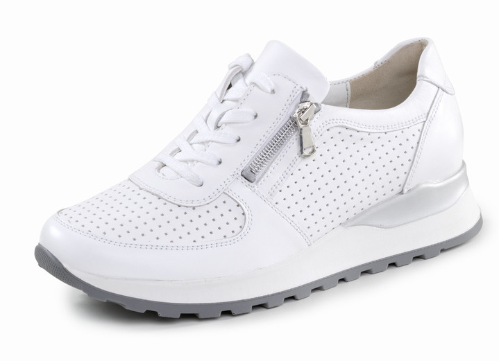 Slipper & Schnürschuhe - Waldläufer Schnür-Sneaker aus Nappaleder, in Größe 3 1/2 bis 8, in Farbe WEISS Ansicht 1
