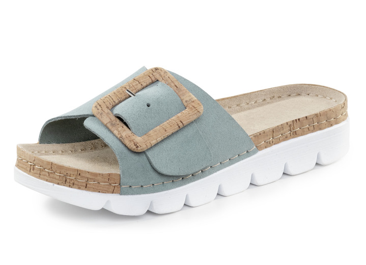 Sandaletten & Pantoletten - ELENA EDEN Pantolette aus weichem Veloursleder, in Größe 036 bis 042, in Farbe BLEU Ansicht 1