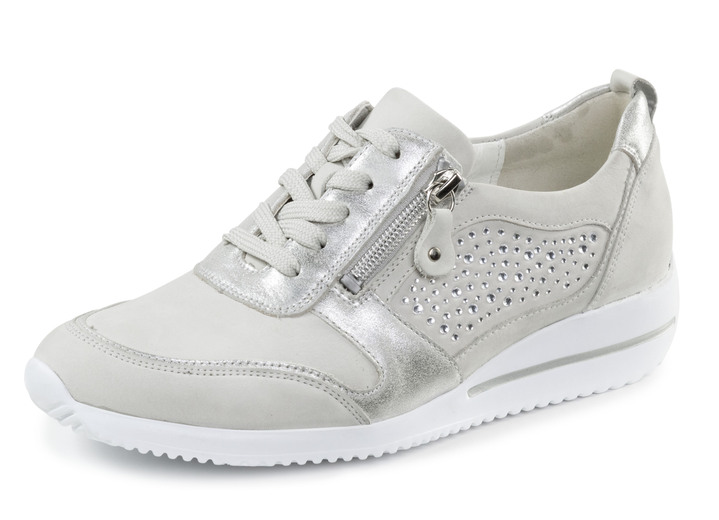 Slipper & Schnürschuhe - Waldläufer Sneaker mit Glitzersteinchen verziert, in Größe 3 1/2 bis 8, in Farbe PASTELLGRAU Ansicht 1