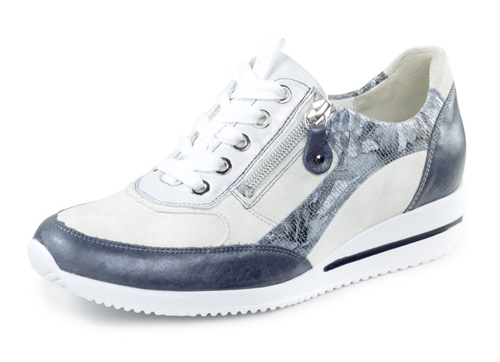 Slipper & Schnürschuhe - Waldläufer Sneaker aus edlem Leder-Materialmix, in Größe 3 1/2 bis 8, in Farbe JEANS-NATURWEISS Ansicht 1