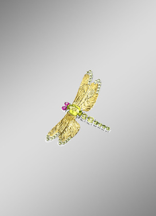 Libellen-Anstecknadel in Silber