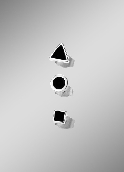 Herren-Modeschmuck - 3-teiliges Single-Ohrstecker-Set aus Edelstahl, in Farbe  Ansicht 1
