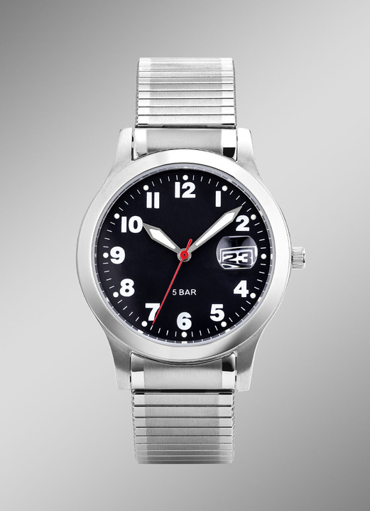 Quartzuhren - Para-Quartz-Herrenuhr mit Edelstahlzugband, in Farbe  Ansicht 1