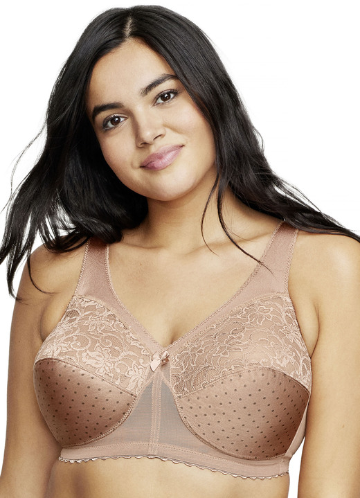 Damenunterwäsche - Glamorise Stütz-BH mit Spitze, in Größe 080 bis 130, in Cup B, in Farbe CAPPUCCINO Ansicht 1