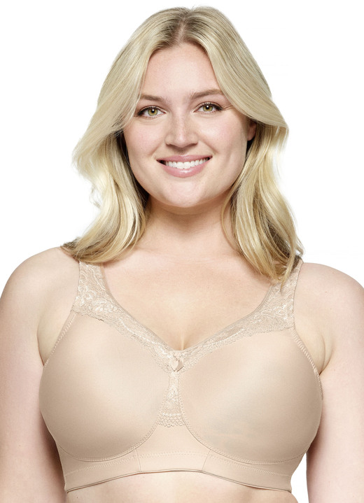 BH ohne Formbügel - Glamorise Stütz-BH mit Spitzenbesatz, in Größe 080 bis 115, in Cup C, in Farbe BEIGE Ansicht 1
