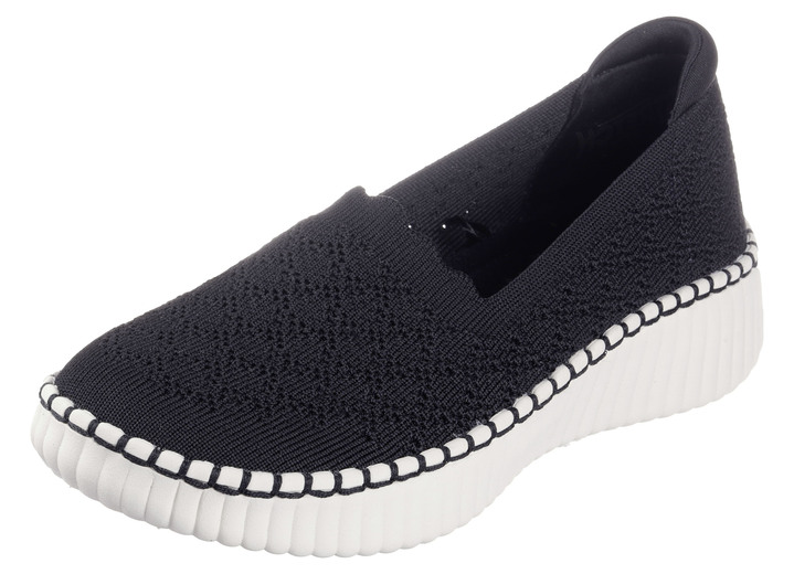 Slipper & Schnürschuhe - SKECHERS Slipper aus dehnbarem Strick-Material, in Größe 036 bis 041, in Farbe SCHWARZ Ansicht 1