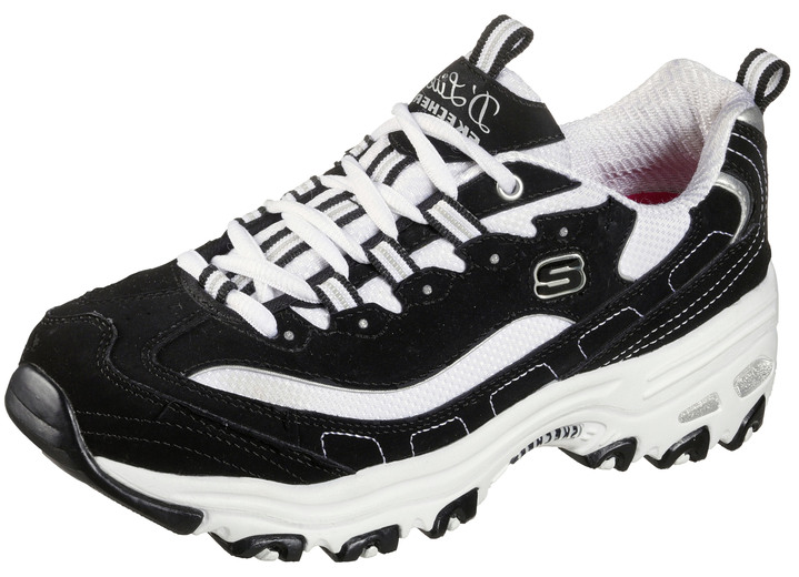 Slipper & Schnürschuhe - SKECHERS, sportliche Damen-Sneaker, mit herausnehmbarem Fussbett, in Größe 036 bis 042, in Farbe SCHWARZ-WEISS Ansicht 1