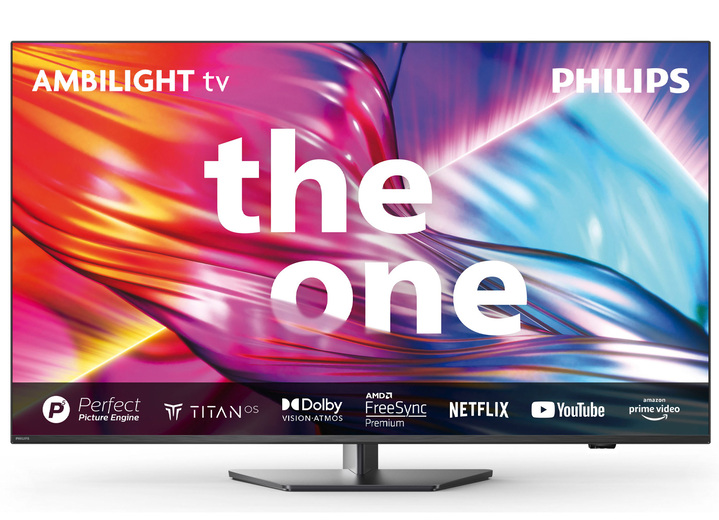Fernseher - Philips The One 4K Ultra-HD Ambilight-LED-TV, in Farbe ANTHRAZIT Ansicht 1