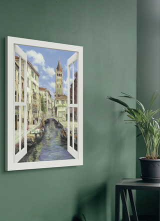 Hochwertiges Leinwandbild Venedig – mit weissem Fenster