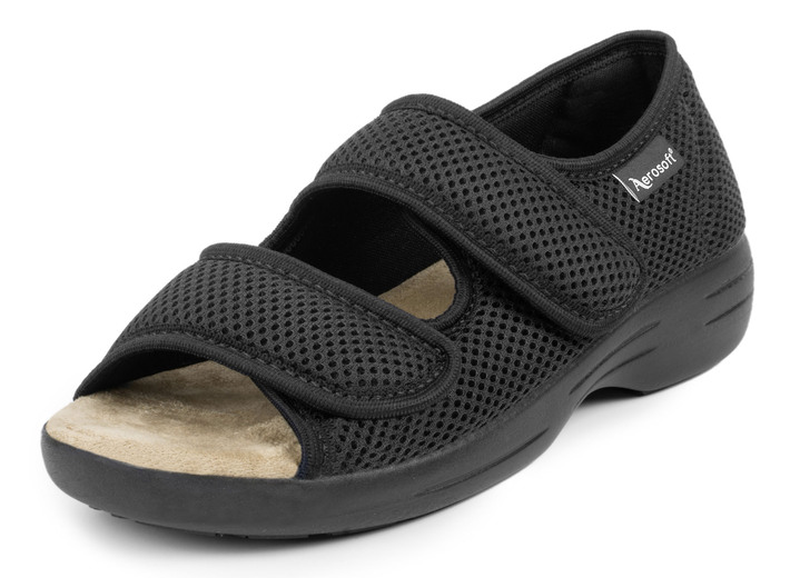 Sandalen & Pantoletten - Klett-Sandale für Damen und Herren, in Größe 036 bis 046, in Farbe SCHWARZ, in Ausführung Komfort-Klett-Sandale mit 2 Klettverschlüssen Ansicht 1