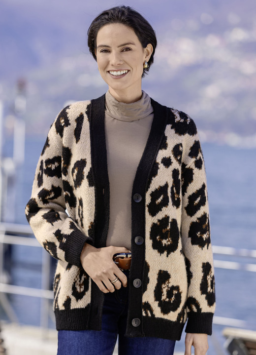 Strickjacken - Strickjacke mit flauschigem Griff Strickjacken - Strickjacke mit flauschigem Griff, in Größe L(44/46) bis XXL(52/54), in Farbe BEIGE-SCHWARZ-BRAUN