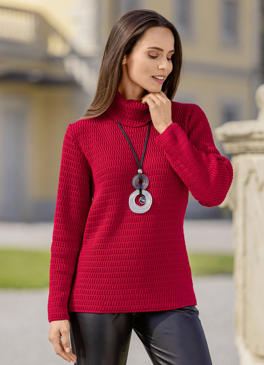 Langarm - Pullover mit Struktur Langarm - Pullover mit Struktur, in Größe 036 bis 052, in Farbe ROT