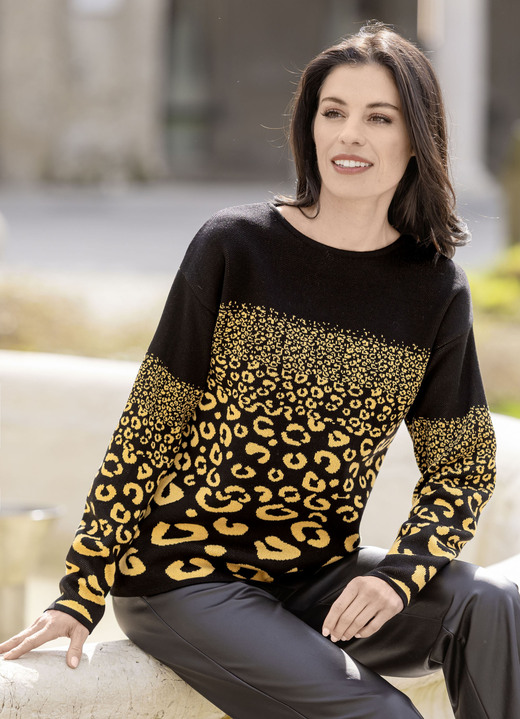 Pullover - Pullover in Jacquard-Dessin Pullover - Pullover in Jacquard-Dessin, in Größe L(44/46) bis XXL(52/54), in Farbe SCHWARZ-GELB