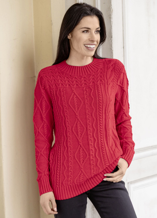 Langarm - Pullover mit nachhaltig recycelter Baumwolle, in Größe 036 bis 052, in Farbe ROT Ansicht 1