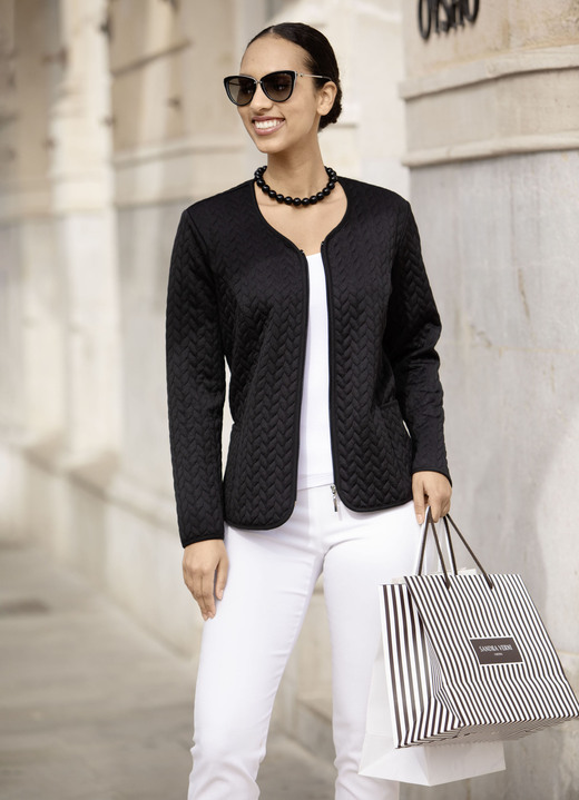 Langarm - Blusenjacke mit Reißverschlussleiste Langarm - Blusenjacke mit Reißverschlussleiste, in Größe 036 bis 052, in Farbe SCHWARZ