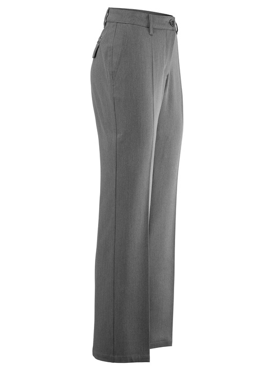 Hosen mit Knopf- und Reissverschluss - Hose mit rückwärtigen Dehnbundeinsätzen, in Größe 019 bis 054, in Farbe GRAU MELIERT Ansicht 1