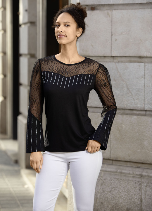 Blusen & Tuniken - Shirt-Tunika mit Nietenzier Blusen & Tuniken - Shirt-Tunika mit Nietenzier, in Größe 036 bis 052, in Farbe SCHWARZ