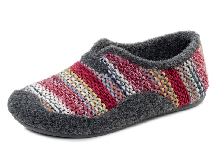 Schuhe - Laurina, bequeme Damen-Hausschuhe, Weite G, mit herausnehmbarem Fussbett, in Größe 036 bis 042, in Farbe GRAU-BUNT Ansicht 1