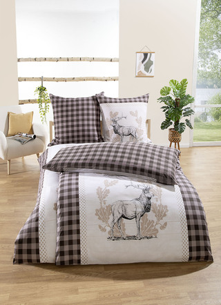 Rustikale Bettwäsche-Garnitur mit Hirsch-Motiv