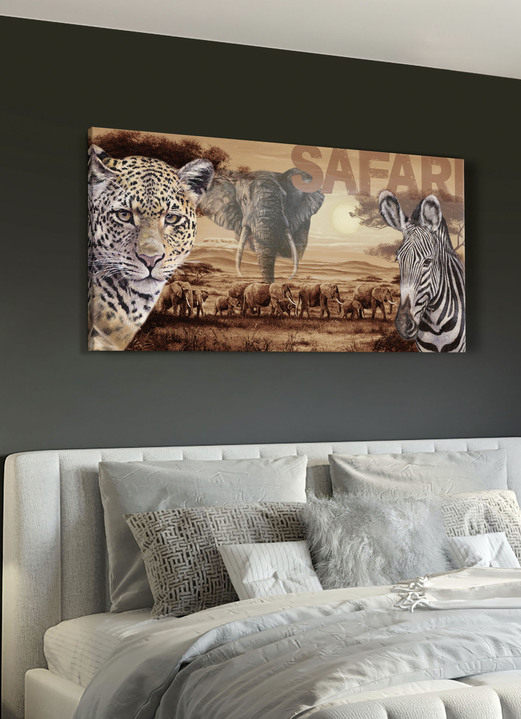 Tiere - Hochwertiges Leinwandbild auf Holzrahmen, in Farbe BRAUN-SCHWARZ-BEIGE Ansicht 1