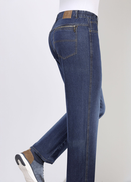 Jeans - Jeans mit Dehnbundeinsätzen in 3 Farben, in Größe 024 bis 062, in Farbe JEANSBLAU Ansicht 1
