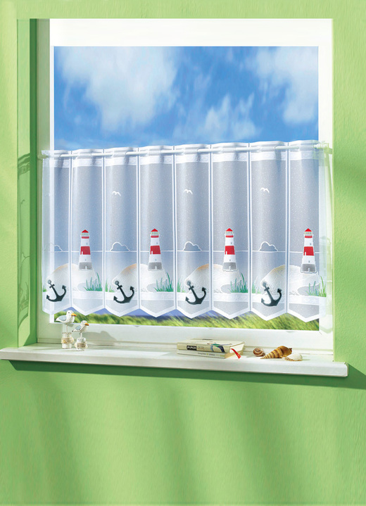 Kurzgardinen - Kurzstore «Leuchtturm», in Größe 788 (H45xB 98 cm) bis 858 (H60xB155 cm, in Farbe LEUCHTTURM Ansicht 1