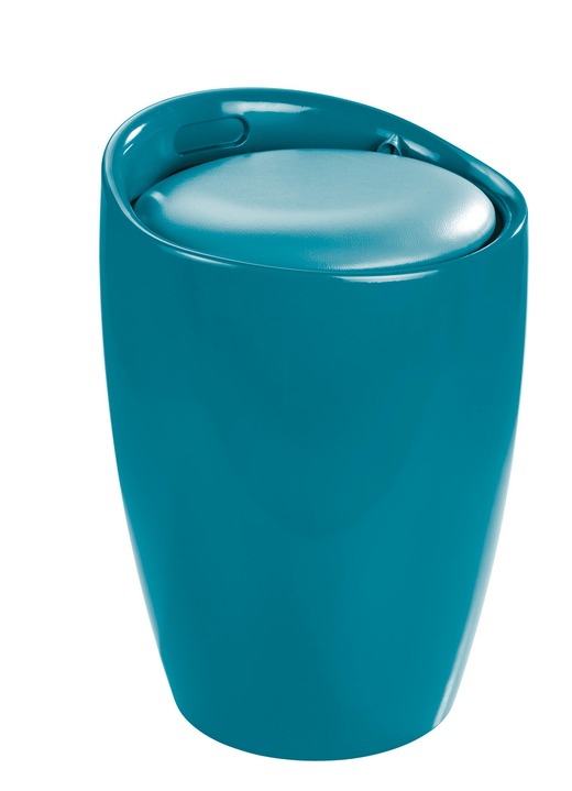 Badezimmeraccessoires - Sitzhocker mit Stauraum, in Farbe PETROLBLAU Ansicht 1